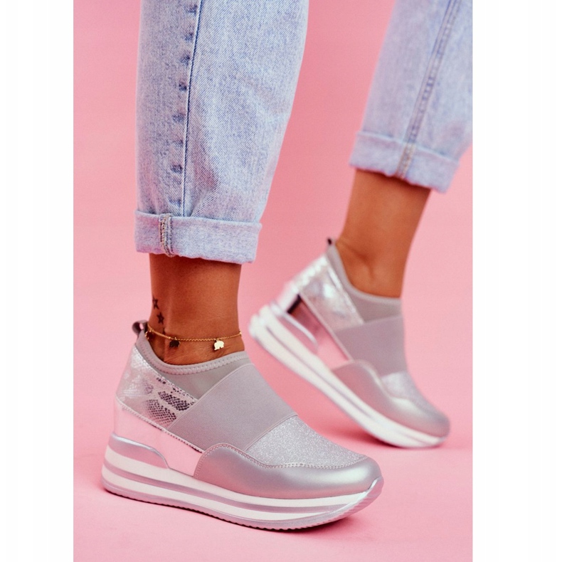 Sapatos esportivos femininos deslizantes em cunha cinza Cold Play 2