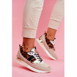 Sapatos esportivos femininos bege leopardo Himme 1