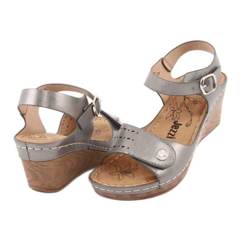 Evento Sandálias femininas metálicas na Wedge 9SD98-0980 Gray cinza 3