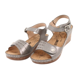 Evento Sandálias femininas metálicas na Wedge 9SD98-0980 Gray cinza 2