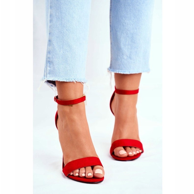 PS1 Sandálias femininas com salto alto Eco-camurça vermelho Liberty 1