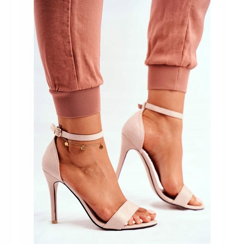 PS1 Sandálias femininas com salto alto Eco-camurça bege Liberty 2