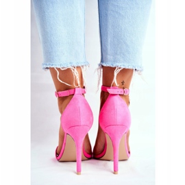 SEA Sandálias femininas com salto alto Eco-camurça fúcsia Liberty rosa 2