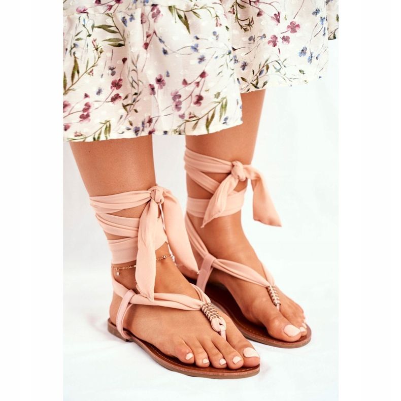 FS1 Sandálias femininas chinelos amarrados bege Derryl 1