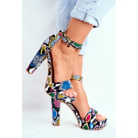 SEA Sandálias Femininas com Salto Alto Cobra Fígaro Colorido multicolorido 2