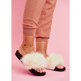 SEA Chinelos femininos com pele branca Belmondo branco preto 1