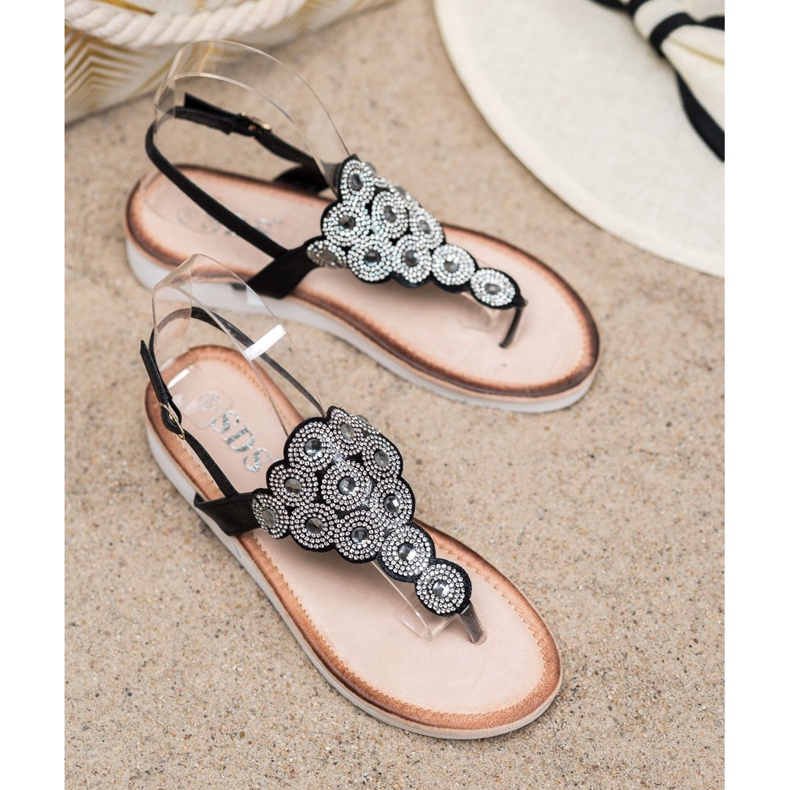 SDS Sandálias na plataforma com decorações preto 2