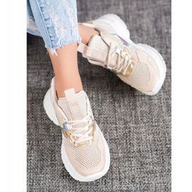 Mannika Tênis elegantes com malha castanho 2