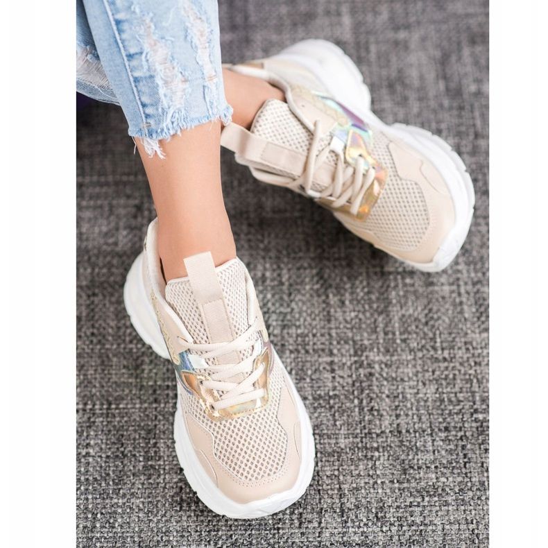 Mannika Tênis elegantes com malha castanho 2