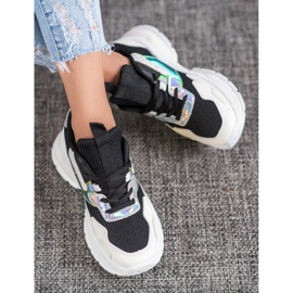 Mannika Tênis elegantes com malha preto 2