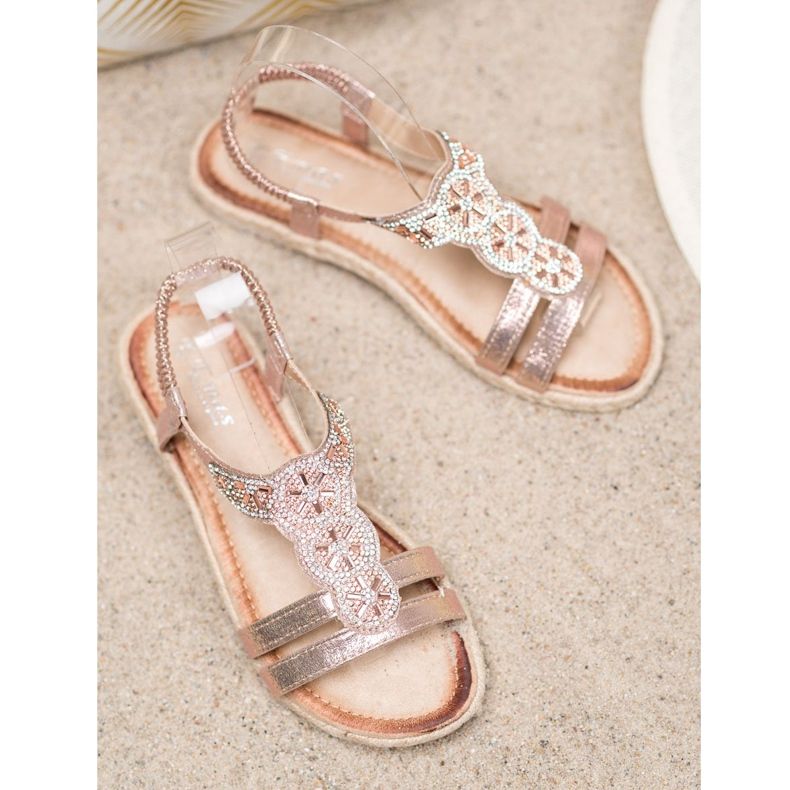 SHELOVET Sandálias Elegantes Com Decorações amarelo 2