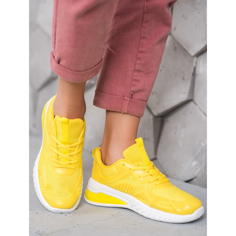 Ideal Shoes Sapatos amarrados com malha amarelo 2
