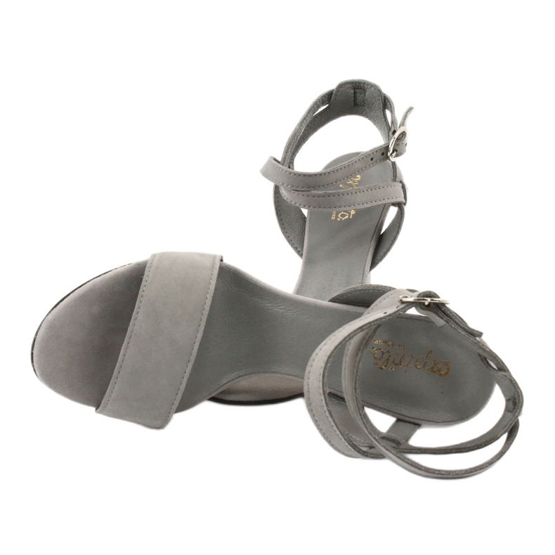 Espinto Sandálias femininas de couro cinza no S333/5 pinos 4