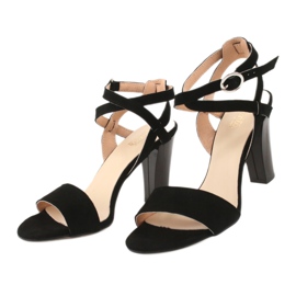 Espinto Sandálias femininas de couro preto no S333/1 Post 2