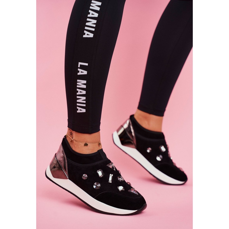 SEA Calçados Esportivos Femininos Com Cristais Preto Todo 1