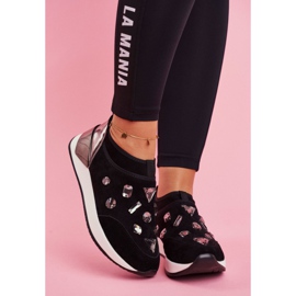 SEA Calçados Esportivos Femininos Com Cristais Preto Todo 2