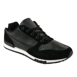 Tênis casuais masculinos negros 302-5 preto 1