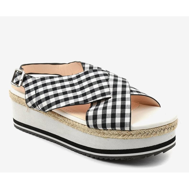 Sandálias pretas na plataforma 1508-1 branco 1