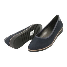 Angello Ballerinas de couro feminino nas cunhas 1348 azul marinho 3