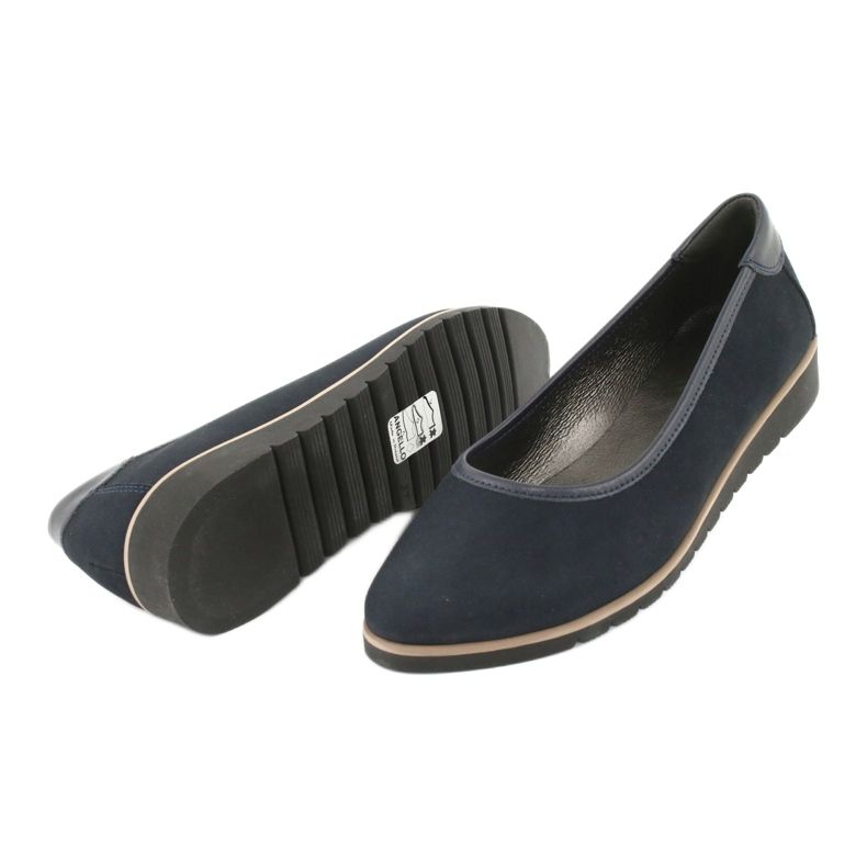 Angello Ballerinas de couro feminino nas cunhas 1348 azul marinho 3