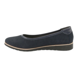 Angello Ballerinas de couro feminino nas cunhas 1348 azul marinho 1