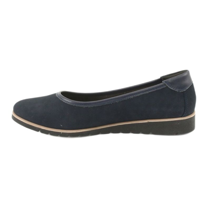 Angello Ballerinas de couro feminino nas cunhas 1348 azul marinho 1