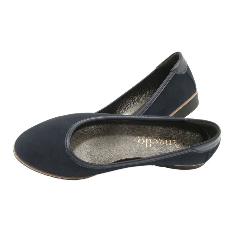 Angello Ballerinas de couro feminino nas cunhas 1348 azul marinho 4
