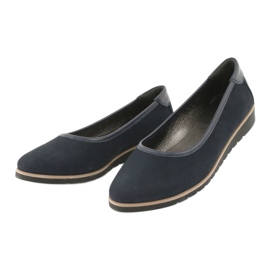 Angello Ballerinas de couro feminino nas cunhas 1348 azul marinho 2