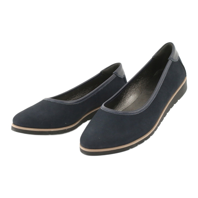 Angello Ballerinas de couro feminino nas cunhas 1348 azul marinho 2