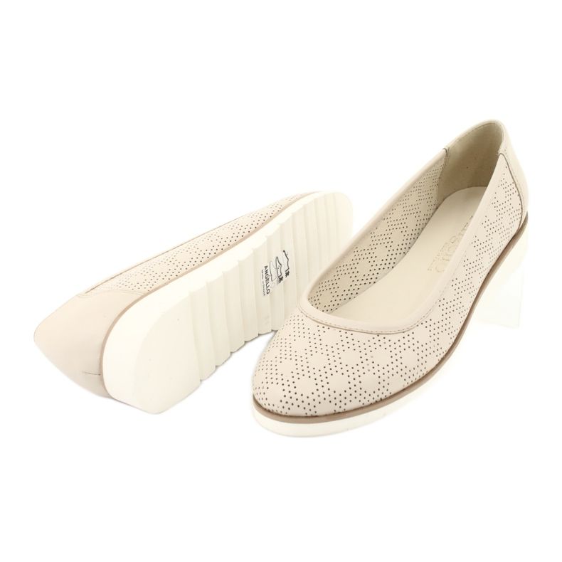 Angello Ballerinas bege do Openwork feminino1832 3