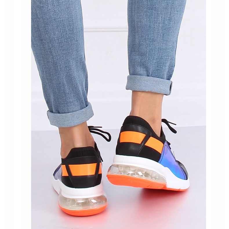 Calçados esportivos femininos pretos F-3336 PRETO / LARANJA 2