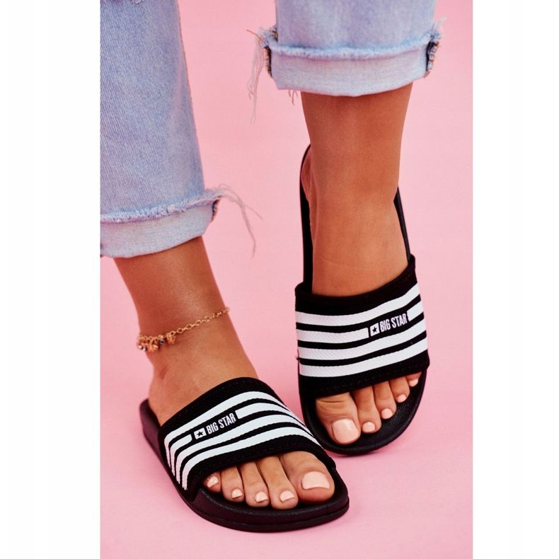 Chinelos femininos Big Star Preto FF274A353 branco 2