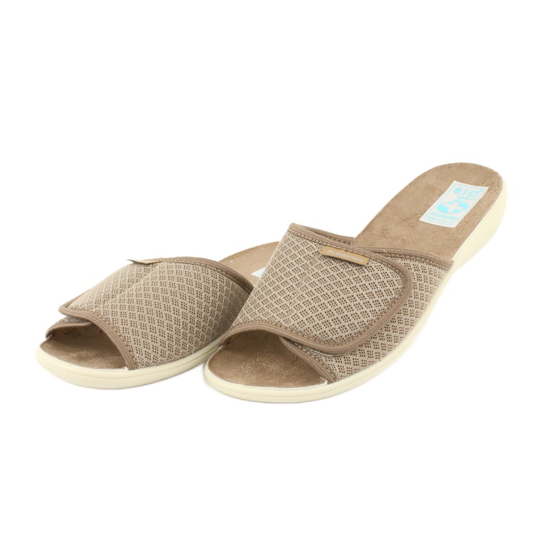 Adanex Chinelos bege com abas de velcro 24840 2