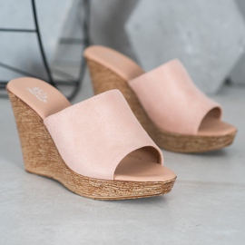 Small Swan Chinelos de camurça leve rosa 2