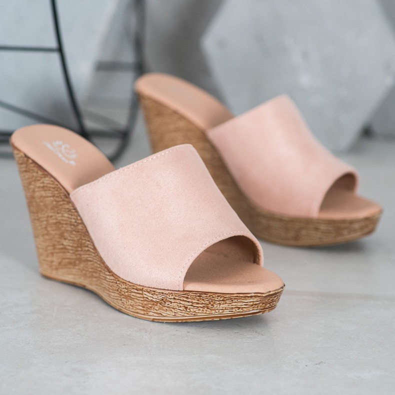 Small Swan Chinelos de camurça leve rosa 2