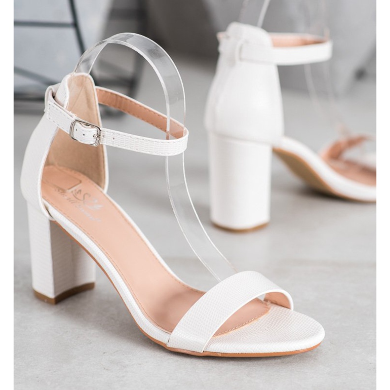 Small Swan Sandálias elegantes de salto alto branco 1