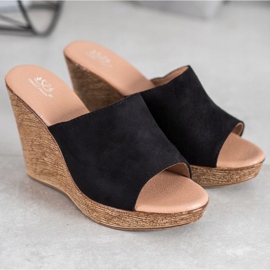 Small Swan Chinelos de camurça leve preto 1