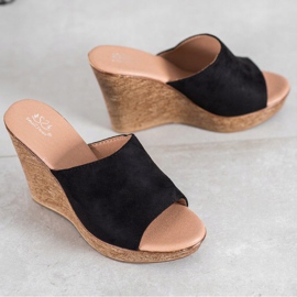 Small Swan Chinelos de camurça leve preto 2