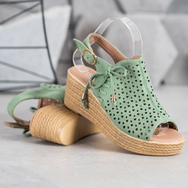 Small Swan Sandálias com orifícios confortáveis verde 1