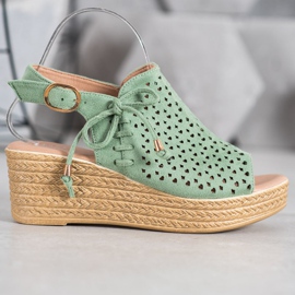 Small Swan Sandálias com orifícios confortáveis verde 2 Small Swan Sandálias com orifícios confortáveis verde 2