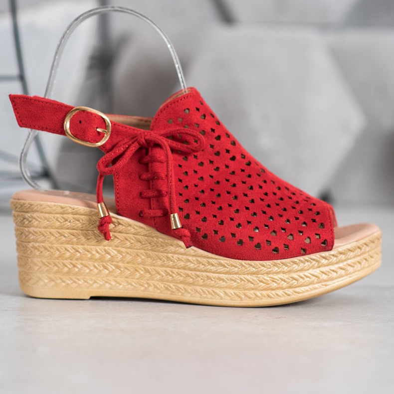 Small Swan Sandálias com orifícios confortáveis vermelho 2