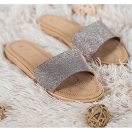 Small Swan Chinelos com brilho multicolorido cinza amarelo 1