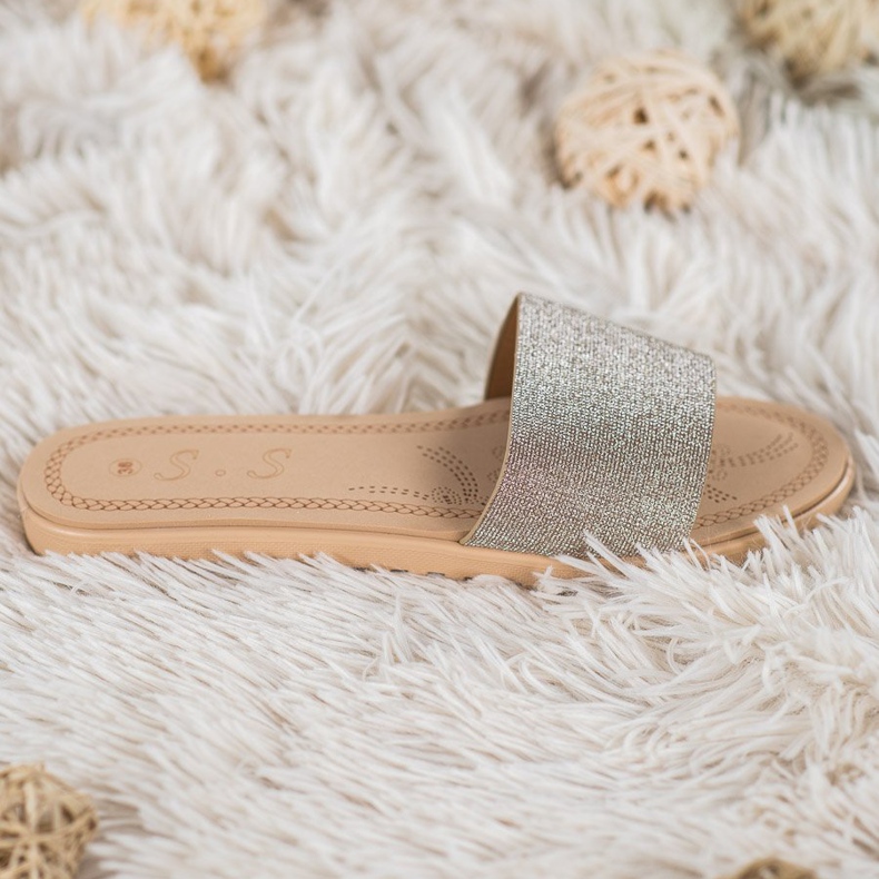 Small Swan Chinelos com brilho multicolorido amarelo 2