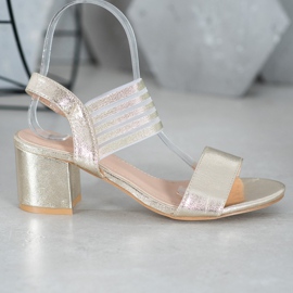 Small Swan Shiny Slip On Sandals dourado 2