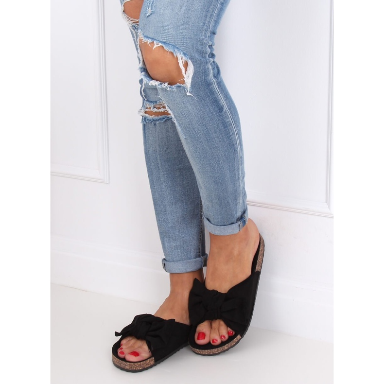 Chinelos com sola de cortiça preta 10-218 preta preto 1 Chinelos com sola de cortiça preta 10-218 preta preto 1