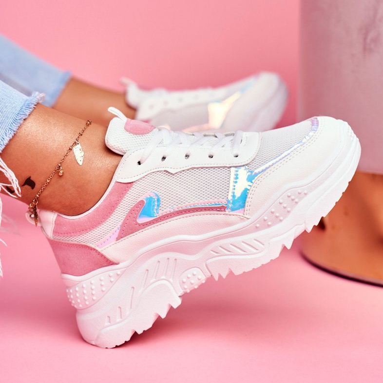 BUGO Calçados Esportivos Femininos Rosa Branco Memória 1