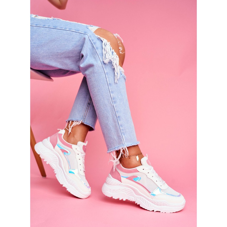 BUGO Calçados Esportivos Femininos Rosa Branco Memória 2