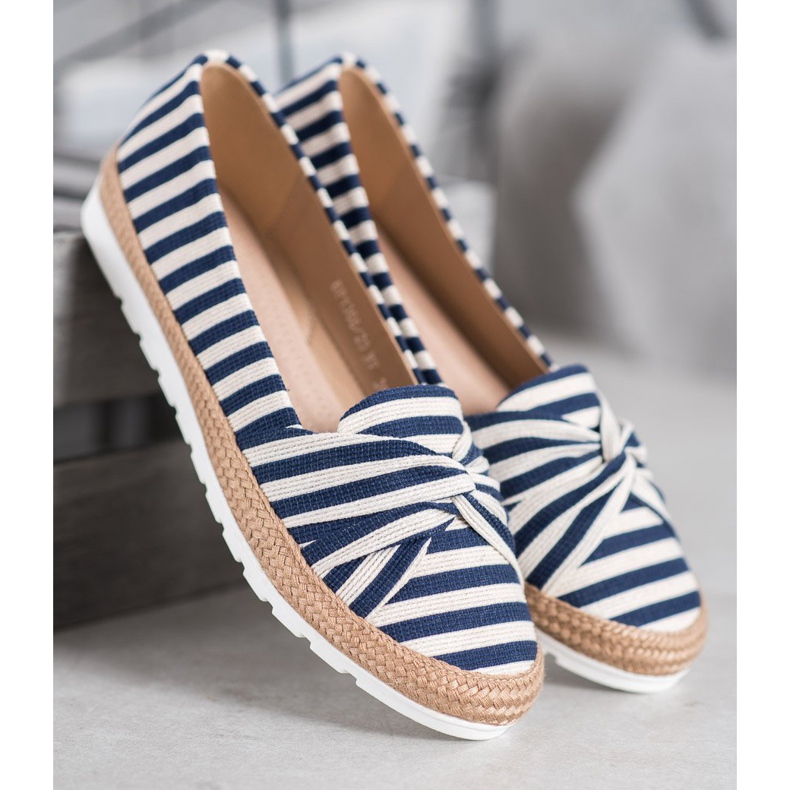 Filippo Sapatos deslizantes com listras branco azul 1 Filippo Sapatos deslizantes com listras branco azul 1