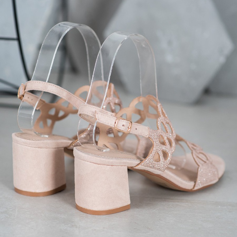 Filippo Sandálias em um poste com zircônia cúbica marrom 2