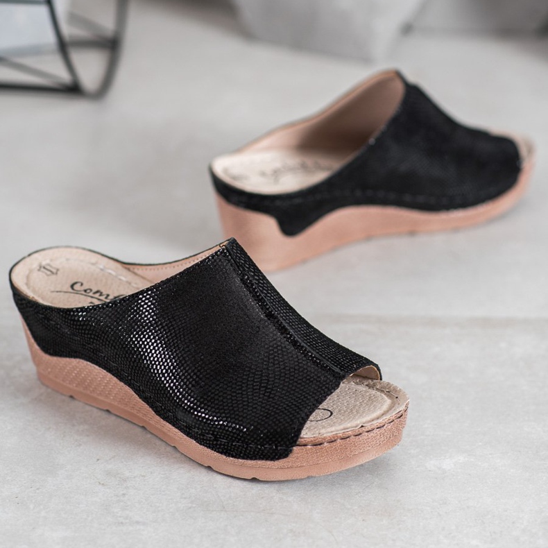 Filippo Chinelos de couro preto 1